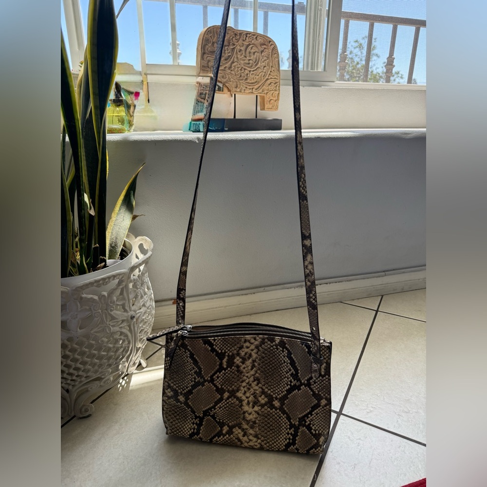 Snake Print Crossbody Bag - Brown